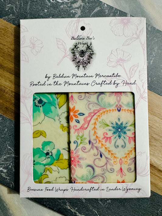 2 Pack Medium 10X10" Beeswax Wrap  (MULTI FLORAL)