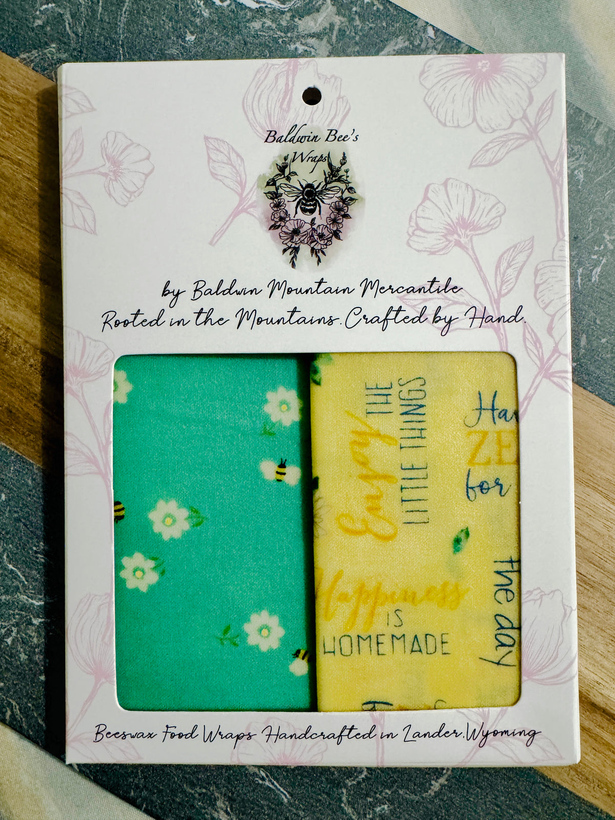 2 Pack Medium 10X10" Beeswax Wrap  (LEMON BEE)