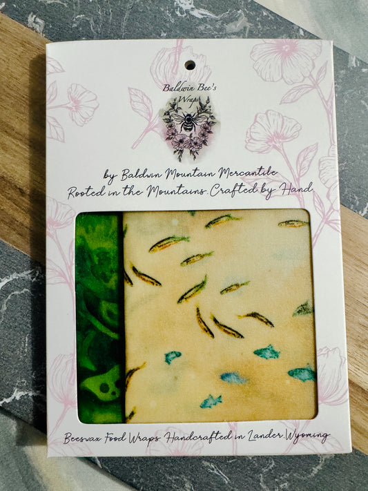 2 Pack Medium 10X10" Beeswax Wrap  (TROUT)