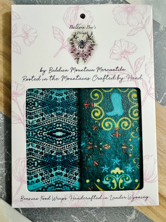 2 Pack Medium 10X10" Beeswax Wrap  (WESTERN PLEASURE)