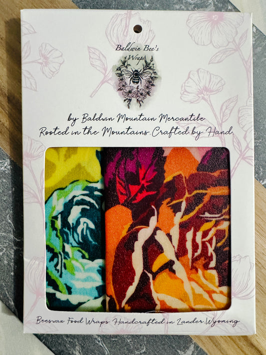 2 Pack Medium 10X10" Beeswax Wrap  (PEONY & BUTTERFLY)