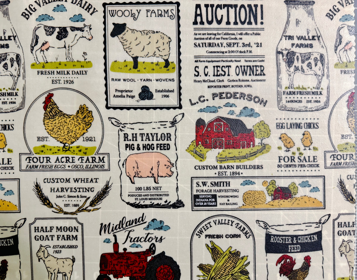 Large Beeswax Wrap- (FARMHOUSE)