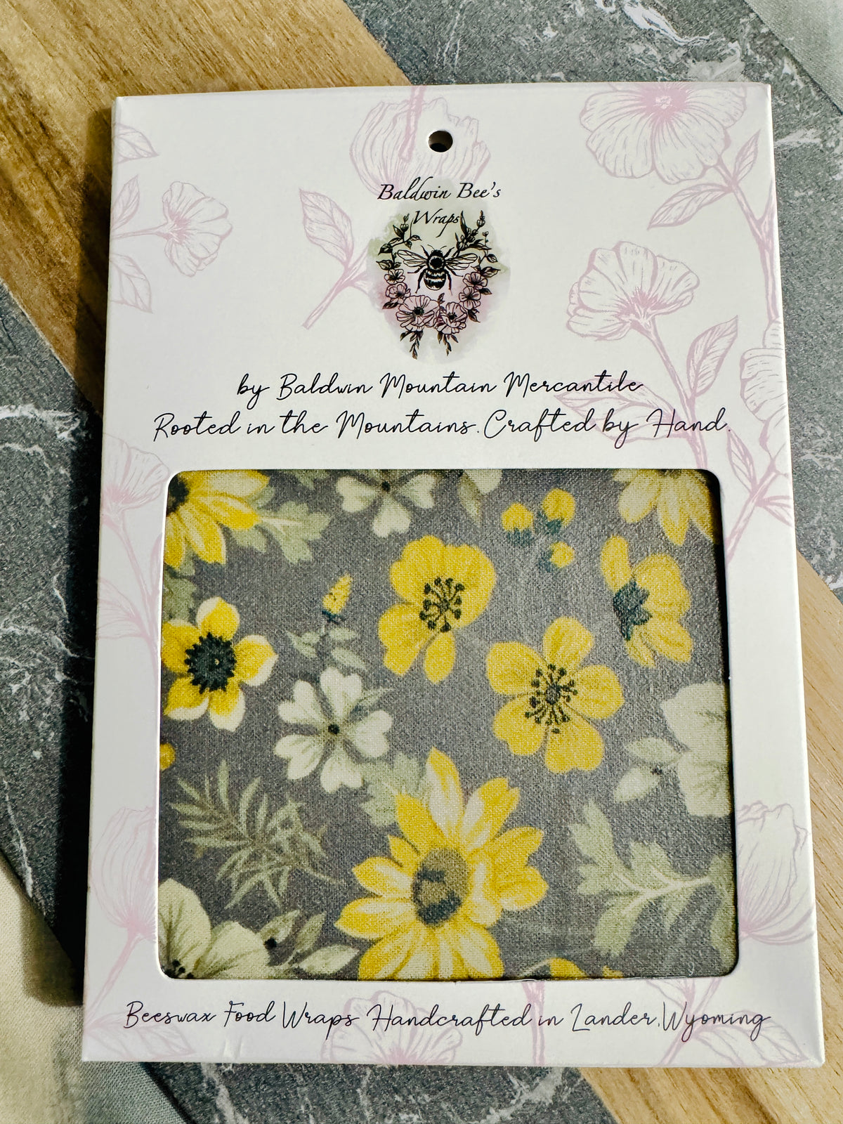 Large Beeswax Wrap- (GRAY FLORAL)