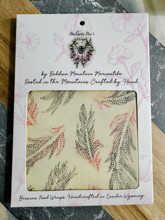 Large Beeswax Wrap- (FEATHERS)