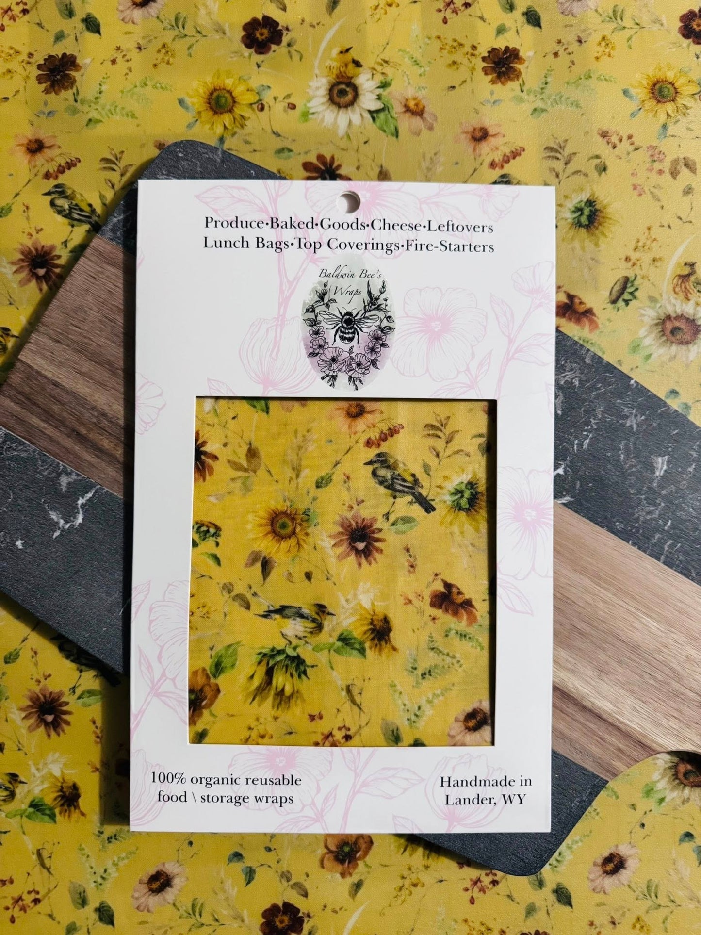 Sourdough and Loose Produce Beeswax Wrap (Sunflowers and Birds)